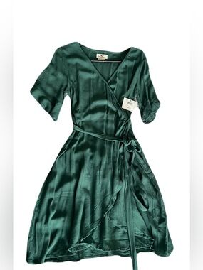 O'Neill Emerald Green Long Sleeve Wrap Dress